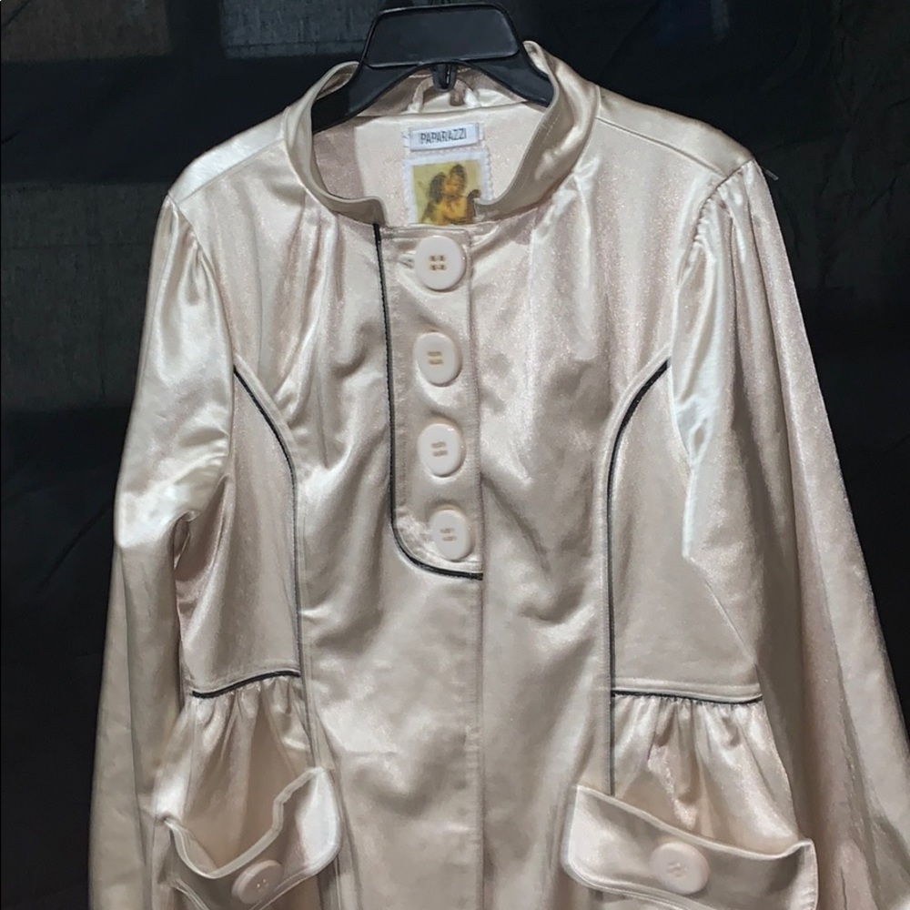 Paparazzi Cream Pleaded Trench Coat Dress